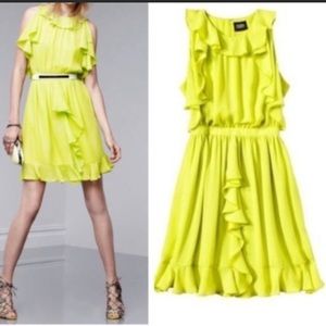 Prabal Gurung Neon Ruffle Dress 6 M 2010s Indie Sleaze